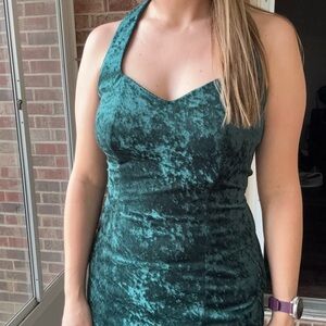 Crushed Velvet Halter Dress
